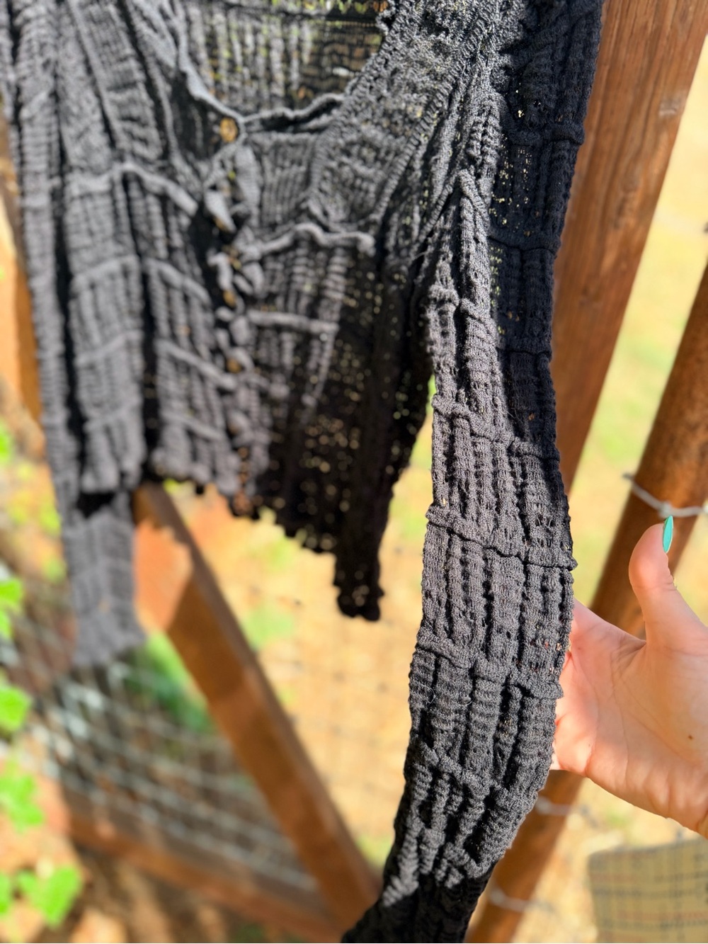 NATURAL LIFE Black Crochet Button-Front Cardigan - Picture 2 of 4